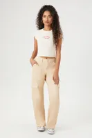 Women's Twill Straight-Leg Cargo Pants Large