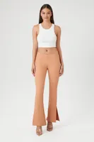 Women's Crepe Mid-Rise Flare Pants Toasted Almond