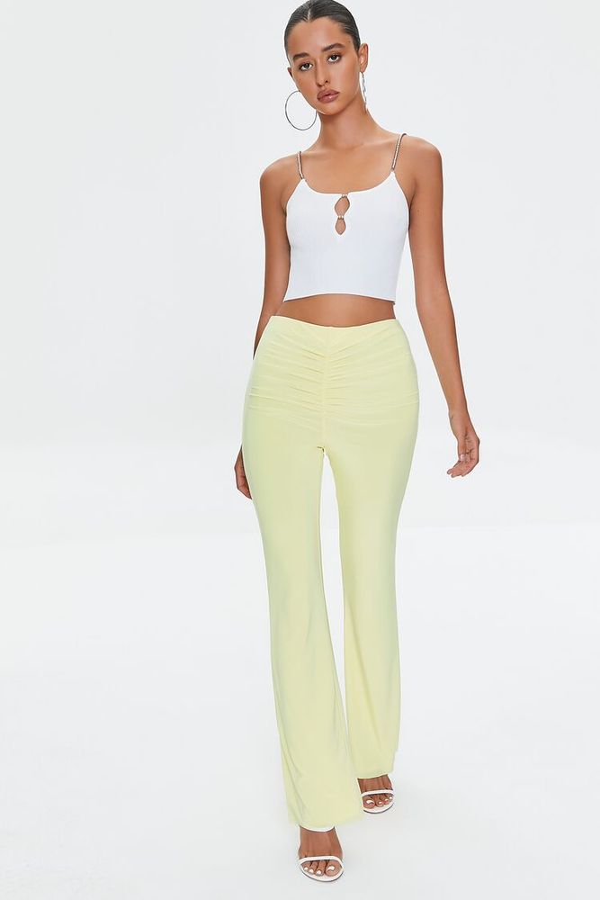 Women's Ruched High-Rise Pants Pale Yellow