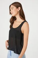 Women's Chiffon Scoop Tank Top in Black, XL