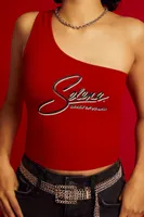 Women's Selena Graphic Crop Top in Red/Black Small