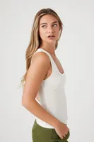 Women's Ribbed Knit Tank Top in Cream Small