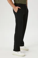 Men Mid-Rise Slim-Fit Pants in Black, 32