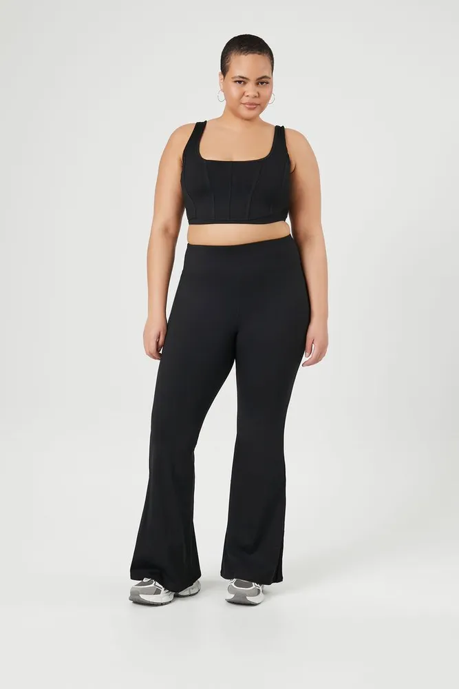 Black Womens Plus Size Active Flare Leggings