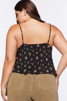 Women's Ditsy Floral Print Cami in Black, 0X