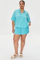 Women's Wavy Checkered Shorts in Blue/Sherbert, 0X