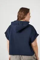 Women's New York Short-Sleeve Hoodie in Navy, 3X