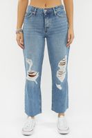 Women's Recycled Cotton Distressed Mid-Rise Baggy Jeans Medium Denim,