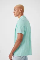 Men Textured Button-Up Shirt in Light Aqua Large