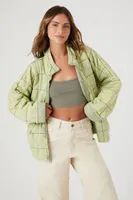 Women's Quilted Zip-Up Jacket in Light Olive Large