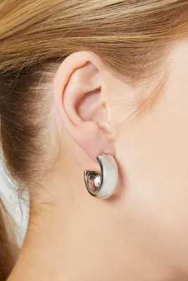 Women's Thick Hoop Earrings in Silver