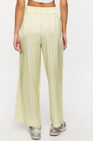 Women's Satin Striped Wide-Leg Pants in Green Apple/Grey Large