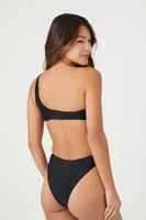 Women's Cutout One-Shoulder One-Piece Swimsuit in Black, XL