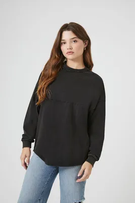 Women's Oversized Drop -Sleeve Top in Washed Black Small