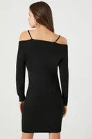 Women's Open-Shoulder Sweater Mini Dress