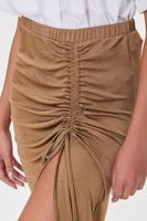 Women's Ruched Drawstring Skirt in Cigar Small