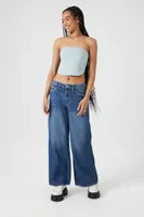 Women's Ponte Knit Curved-Hem Tube Top in Blue Mist, XS