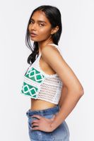 Women's Sweater-Knit Crochet Crop Top Medium