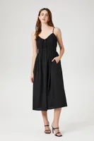 Women's Shirred Poplin Midi Dress