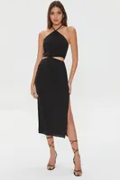 Women's Cutout Halter Midi Dress in Black, XL