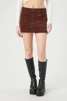 Women's Corduroy A-Line Mini Skirt in Chocolate Large