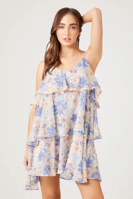 Women's Floral Tiered Flounce Mini Dress