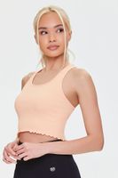 Women's Active Lettuce-Edge Crop Top in Peach Medium