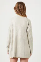 Women's Open-Front Cardigan Sweater in Oatmeal Large