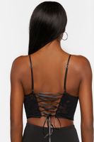 Women's Lace Hook-and-Eye Bustier Crop Top in Black Medium