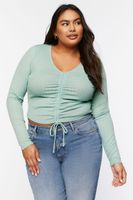 Women's Jacquard Drawstring Crop Top in Blue Lake, 0X