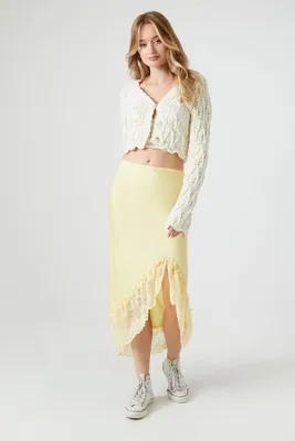 Women's Lace-Trim Satin Maxi Skirt