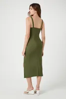 Women's Bodycon Midi Dress in Olive Small