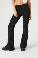 Women's Popcorn Knit Flare Pants in Black Medium