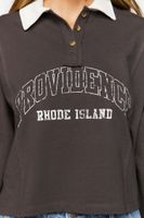 Women's Graphic Fleece Rugby Pullover in Charcoal/White Medium