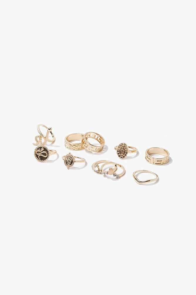 Women's Snake Charm Ring Set in Gold, 7