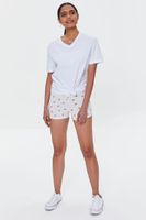 Women's Butterfly Print Biker Shorts in White/Black Medium