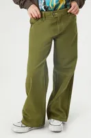 Girls Wide-Leg Utility Pants (Kids) Olive,