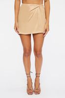 Women's Knotted Satin Mini Skirt in Safari Large