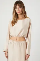 Women's Satin Crop Top & Maxi Skirt Set in Champagne Small