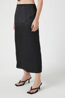 Women's Satin Maxi Slip Skirt in Black Large