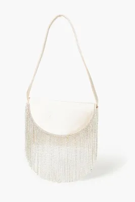 Women's Rhinestone Fringe Shoulder Bag in Light Pink