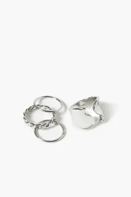 Women's Twisted Abstract Ring Set in Silver, 6
