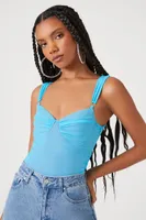 Women's Mesh Sweetheart Bodysuit in Blue/Pink, XL