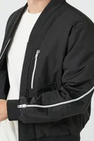 Men Zippered Drop-Sleeve Bomber Jacket