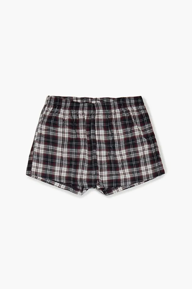 Men Plaid Boxer Shorts Blue