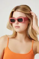 Rectangular Frame Sunglasses in Rose/Black