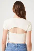 Women's Summer Tour Cutout Cropped T-Shirt in Cream Small