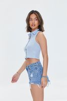 Women's Cropped Sleeveless Shirt in Sky Blue Large