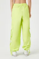 Women's Utility Wide-Leg Cargo Joggers in Lime Small