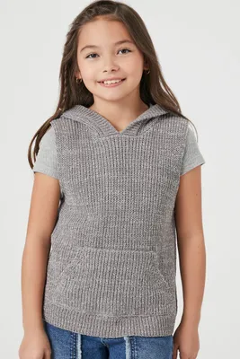 Girls Sleeveless Hooded Sweater (Kids) Grey,